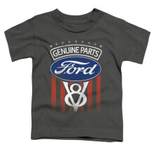 Trevco Sportswear FORD263-TT-1 Ford Genuine Parts Flag Toddler Short Sleeve T-Shirt, Charcoal - Small 2T