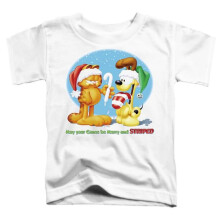 Trevco Sportswear GAR323-TT-3 Garfield Merry & Striped Toddler Short Sleeve T-Shirt, White - Large 4T