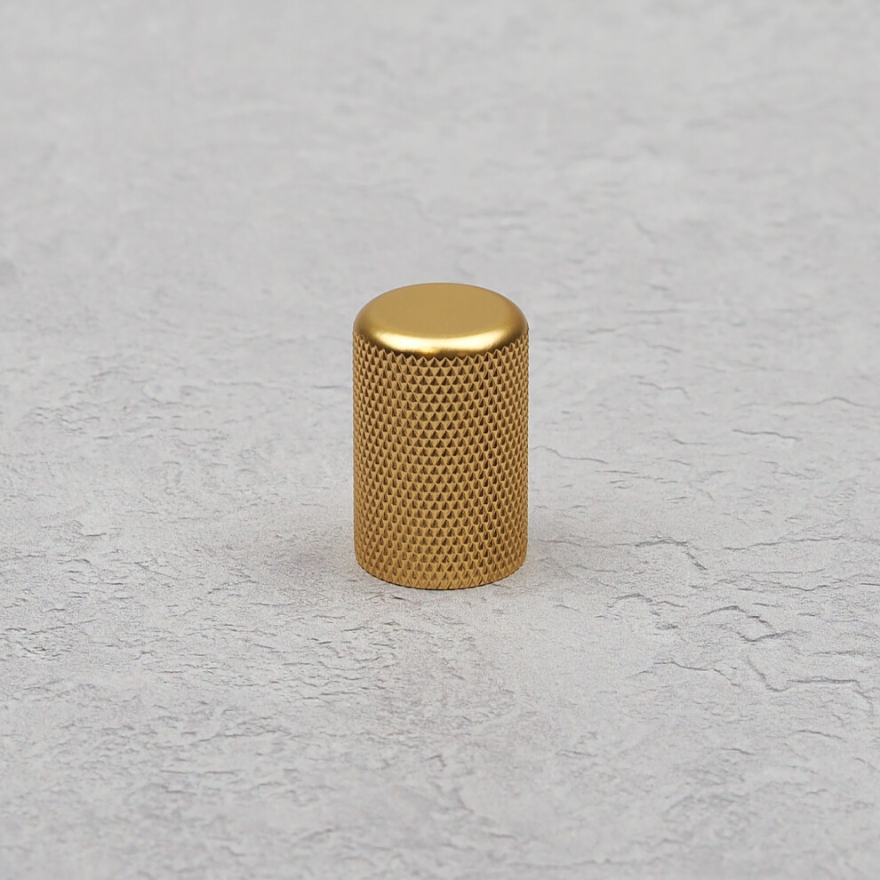18Mm Diameter Gold Knurled Cylinder Cupboard Or Drawer Knob 5056767302937