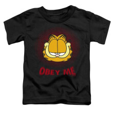 Trevco Sportswear GAR338-TT-1 Garfield Obey Me Toddler Short Sleeve T-Shirt, Black - Small 2T