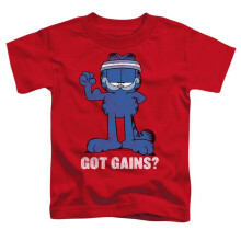 Trevco Sportswear GAR570-TT-3 Garfield Got Gains Toddler Short Sleeve T-Shirt, Red - Large 4T