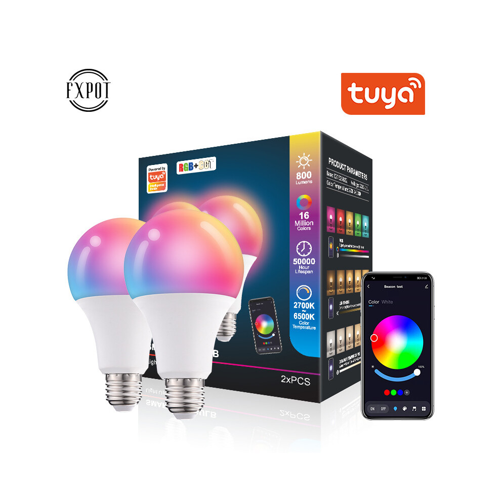 (Doodle Bluetooth 10WRGB+CW+WW, Doodle Bluetooth 10W RGB+white light+warm light/2 packs) Tuya Smart Bluetooth Light Bulb Amazon Alexa Smart Voice Bulb