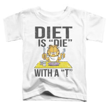 Trevco Sportswear GAR714-TT-3 Garfield Diet is Die with A T Toddler Short Sleeve T-Shirt, White - Large 4T