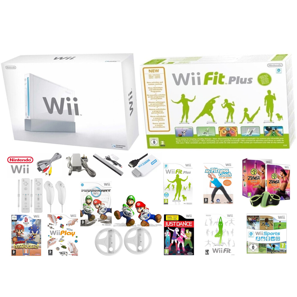 Boxed Nintendo Wii Console & Balance board Mario Kart Sonic Just Dance Zumba Play Fit Sports
