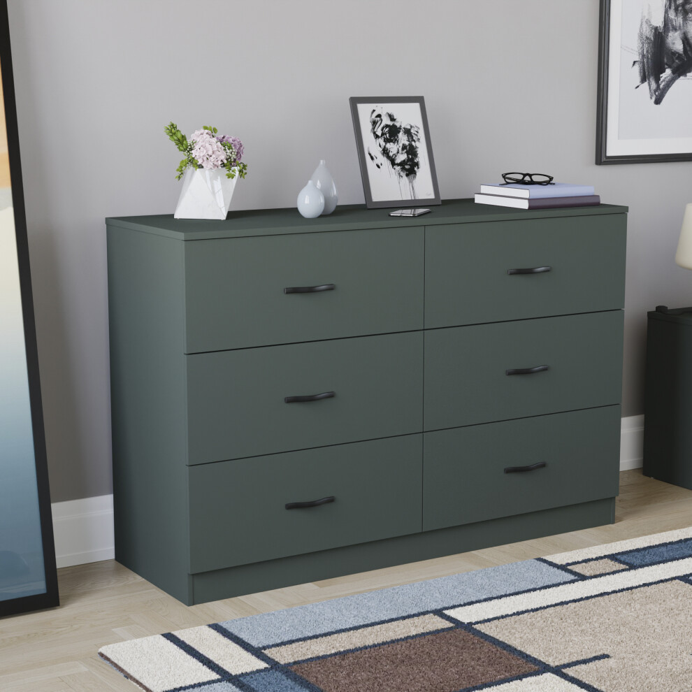 (Jasper Green) Riano 6 Drawer Chest Modern Bedroom Storage