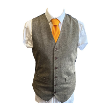 Brown Fleck Design Modern Fit Tweed Waistcoat - Small