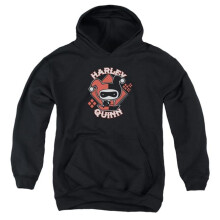 Trevco Sportswear JLA827-YFTH-2 JLA Harley Chibi Youth Hooded Sweatshirt, Black - Medium