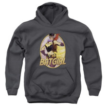 Trevco Sportswear JLA648-YFTH-1 JLA Batgirl Bombshell Youth Hooded Sweatshirt, Charcoal - Small