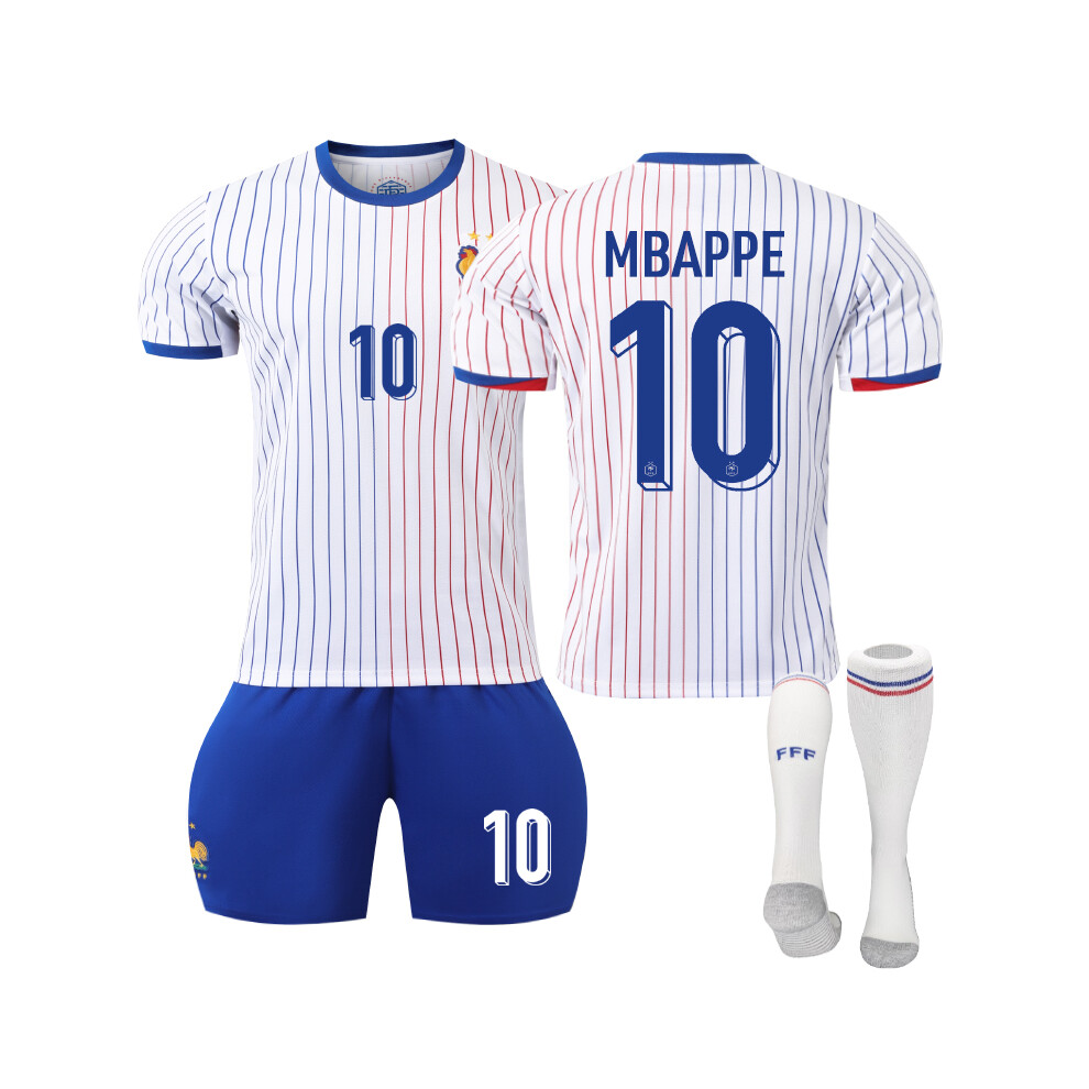 Qinyuchen (26(140-150Cm)) Comfortable 2425 France Away Mbappe #10 Training Suit With Socks