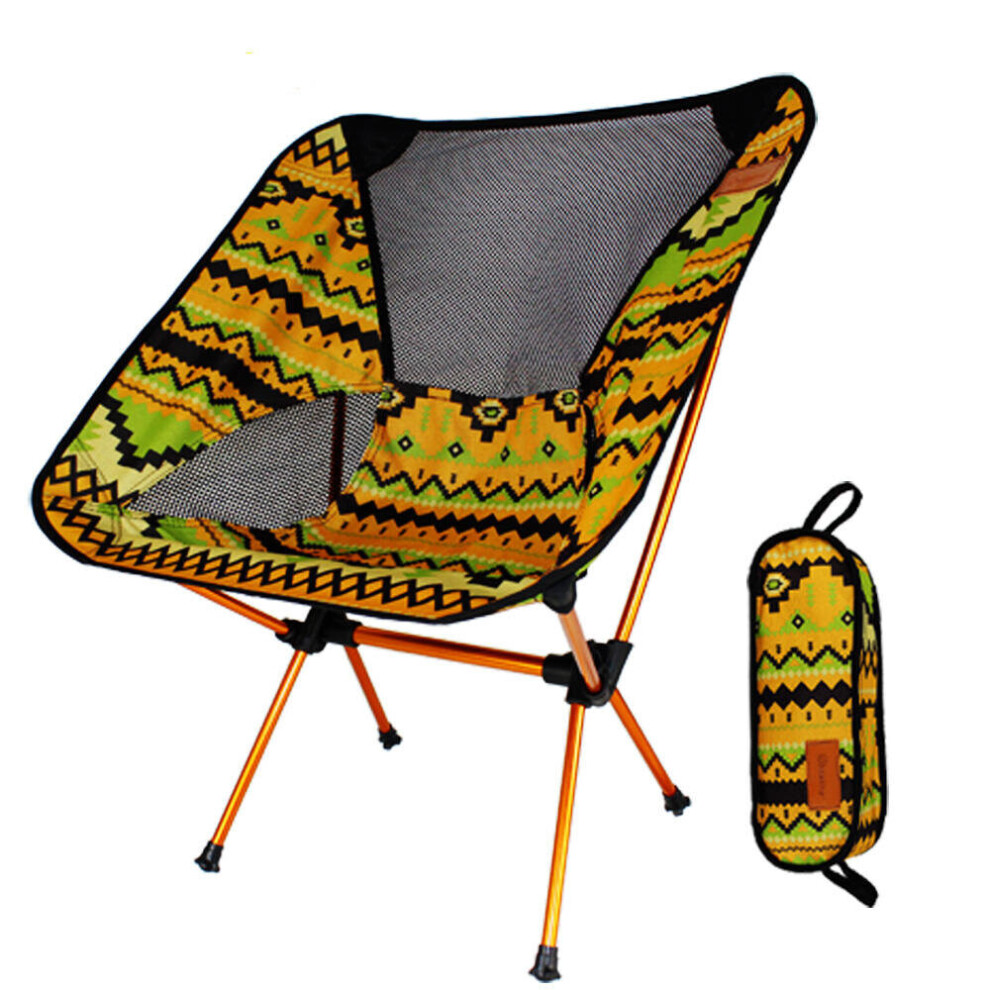 IPRee™ Portable Camping BBQ Folding Chair Ultralight Aluminum Alloy Backrest Max Load 150kg YELLOW
