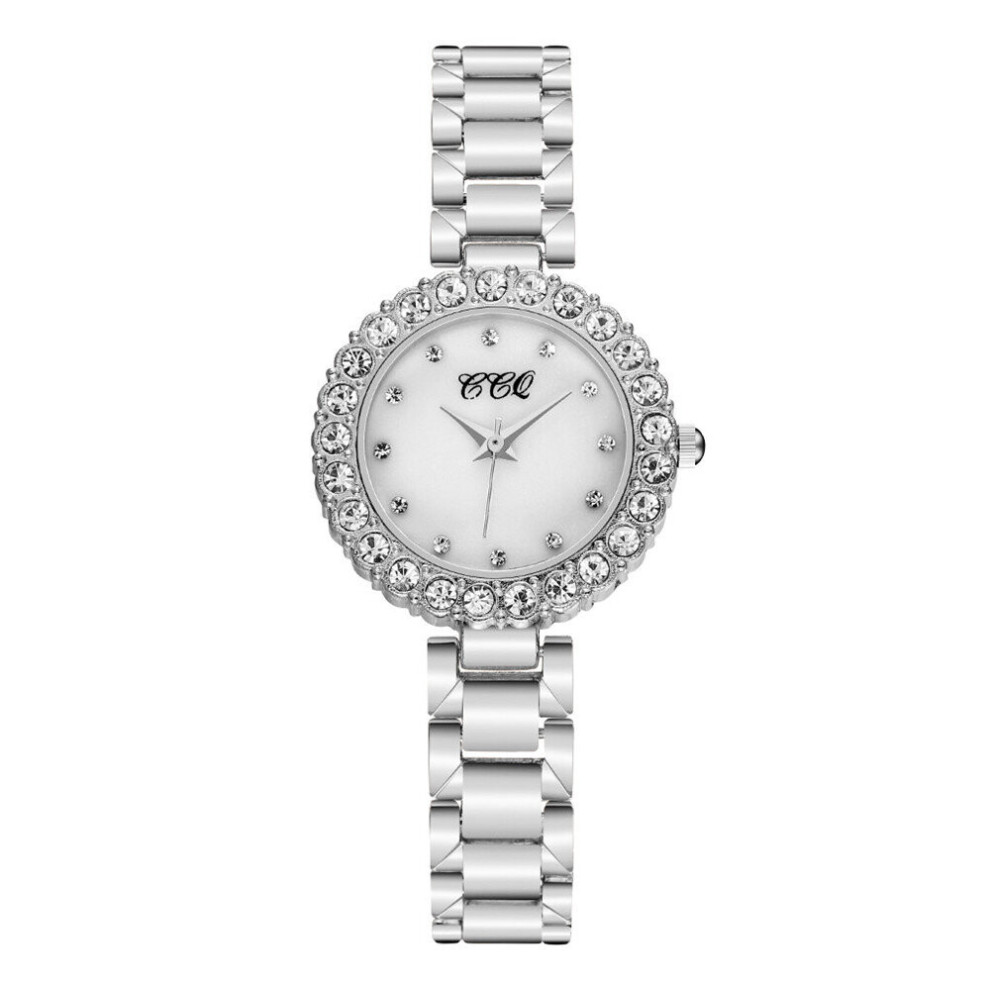 Women Crystal Casual Wristwatch Quartz Stainless Steel Strap Watch