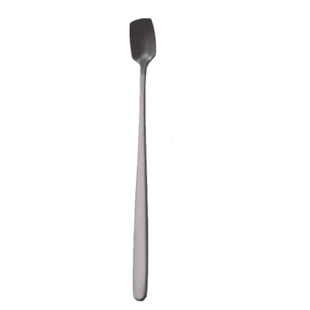 4Pcs Mini Coffee Spoon Stainless Steel Long Handle Stirring Spoon Durable Black Gold Short Creative Handle Square Head Spoon