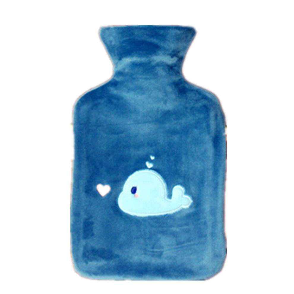 2PCS  Hot Water Bottle Solid Color Plush Thick PVC Silicone Rubber Hot Water Bottle Irrigation Hand Warmers Warm Palace Warm Bag