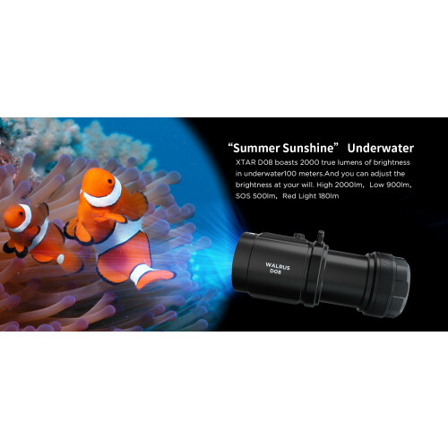 XTAR Walrus D08 Set 2000 Lumens LED Diving Torch Flashlight Dive Light 2