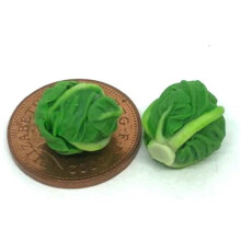Two 1:12 Scale Trimmed Green Cabbages Vegetable Tumdee Dolls House