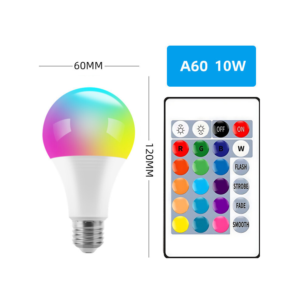 (RGB+W, A60 10WRGB+ Warm Light With Memory 85-265v) LED colorful light bulb e27 screw-hole plastic-pack aluminum bulb lamp RGB colorful light change r