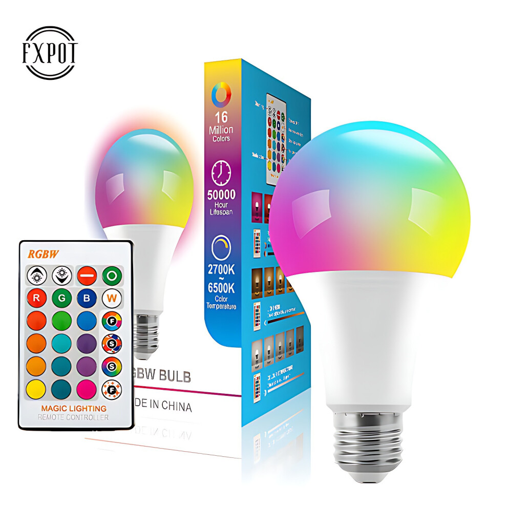 (A60 -10W-E27+Remote Control, RGBW-220V) LED colorful light bulb e27 screw-hole plastic-pack aluminum bulb lamp RGB colorful light change remote contr