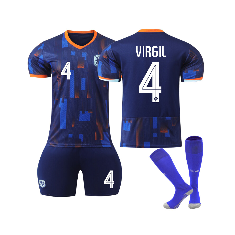 Qinyuchen (26(140-150Cm)) Comfortable 2425 Netherlands Away Virgil #4 Training Suit With Socks