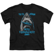 Trevco Sportswear UNI1092-YT-3 Jaws Boat In Mouth Youth Short Sleeve T-Shirt, Black - Large
