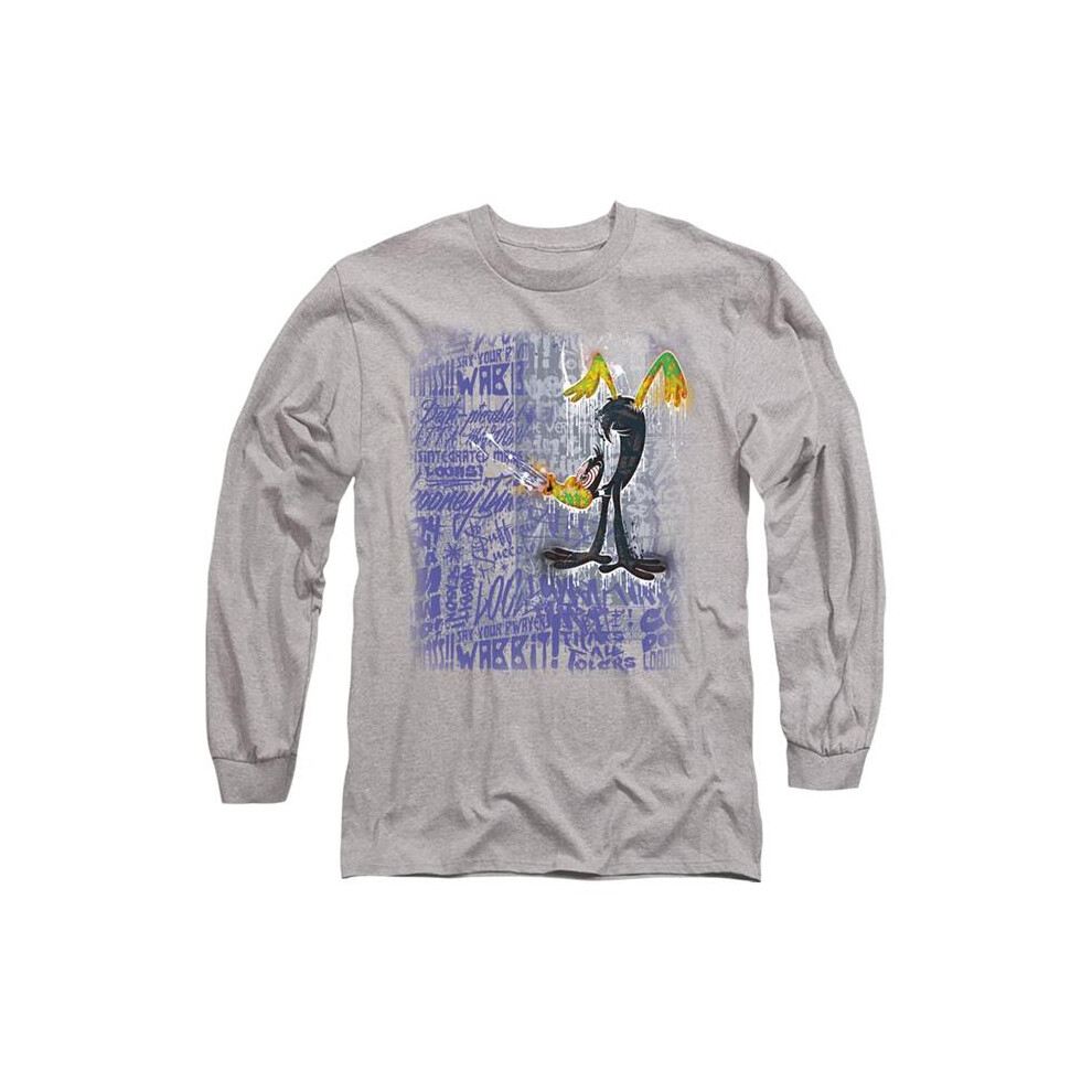 Trevco Sportswear LT262-AL-3 Looney Tunes Graffiti Duck Adult Long Sleeve T-Shirt, Athletic Heather - Large-image-OPC-PGD6F2Q-NEW