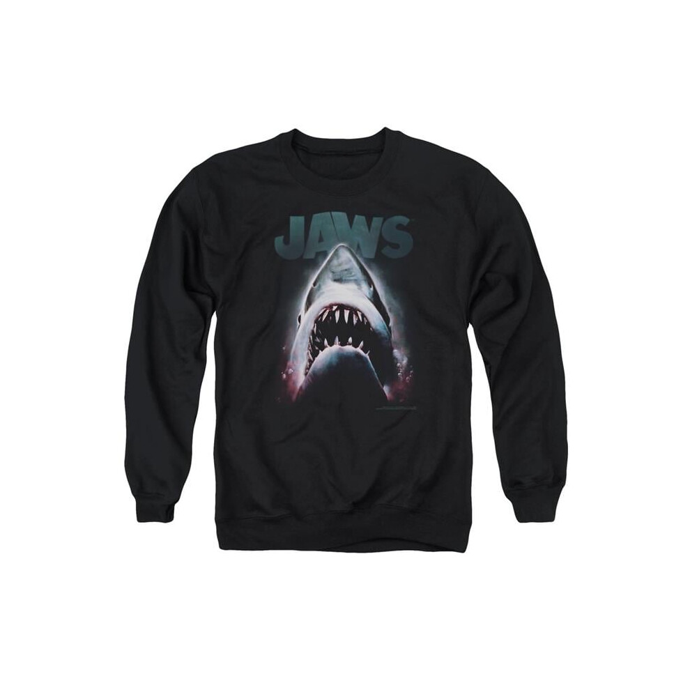 Trevco Sportswear UNI352-AS-1 Jaws Terror In The Deep Adult Crewneck Sweatshirt, Black - Small-image-OPC-PGD6FD9-NEW