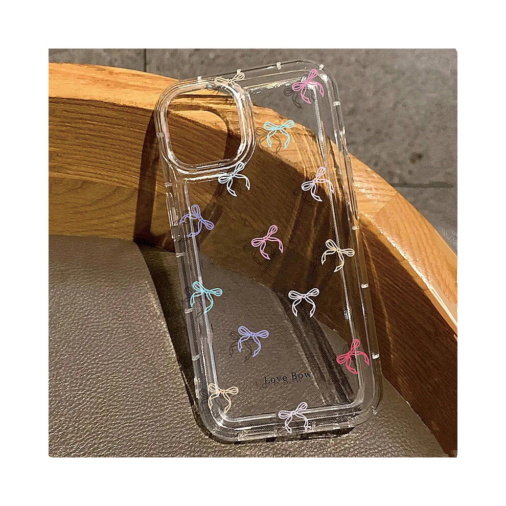 (T4725, For Iphone 16Pro Max) Colorful Bow Clear Transparent Tpu Shockproof Case For Iphone 16 15 14 13 12 11 138273717254