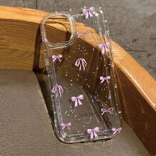 (T4717, For iPhone 11Pro Max) Colorful Bow Clear Transparent Tpu Shockproof Case For iPhone 16 15 14 13 12 11