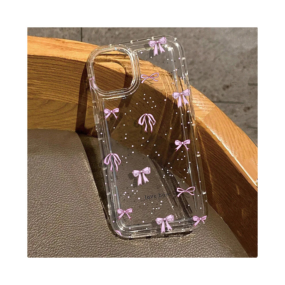 (T4717, For Iphone 11Pro Max) Colorful Bow Clear Transparent Tpu Shockproof Case For Iphone 16 15 14 13 12 11 7509608375709