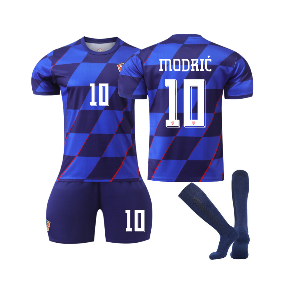 Qinyuchen (26(140-150Cm)) Comfortable 2425 Croatia Away Modric #10 Training Suit With Socks