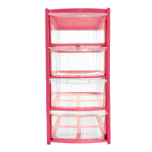 (Pink) 4 Drawer Desktop Storage Tower Unit with Clear Drawers for Home, Office