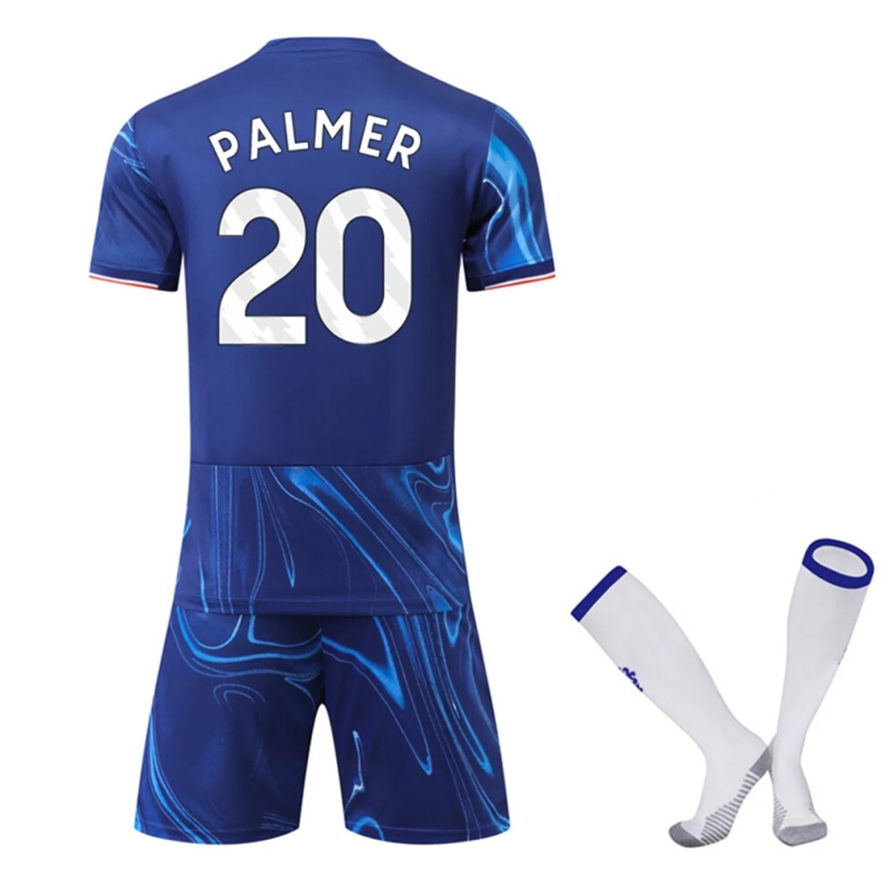 (26(140-150CM)) 24/25 Home Blue Activewear No.20 PALMER Football Fans Training Shirt Kits For Kids And Adults