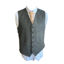 Green Fleck Design Modern Fit Tweed Waistcoat - Medium