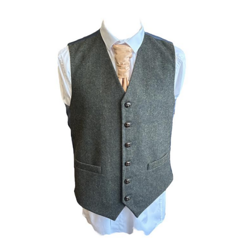 Green Fleck Design Modern Fit Tweed Waistcoat - Medium