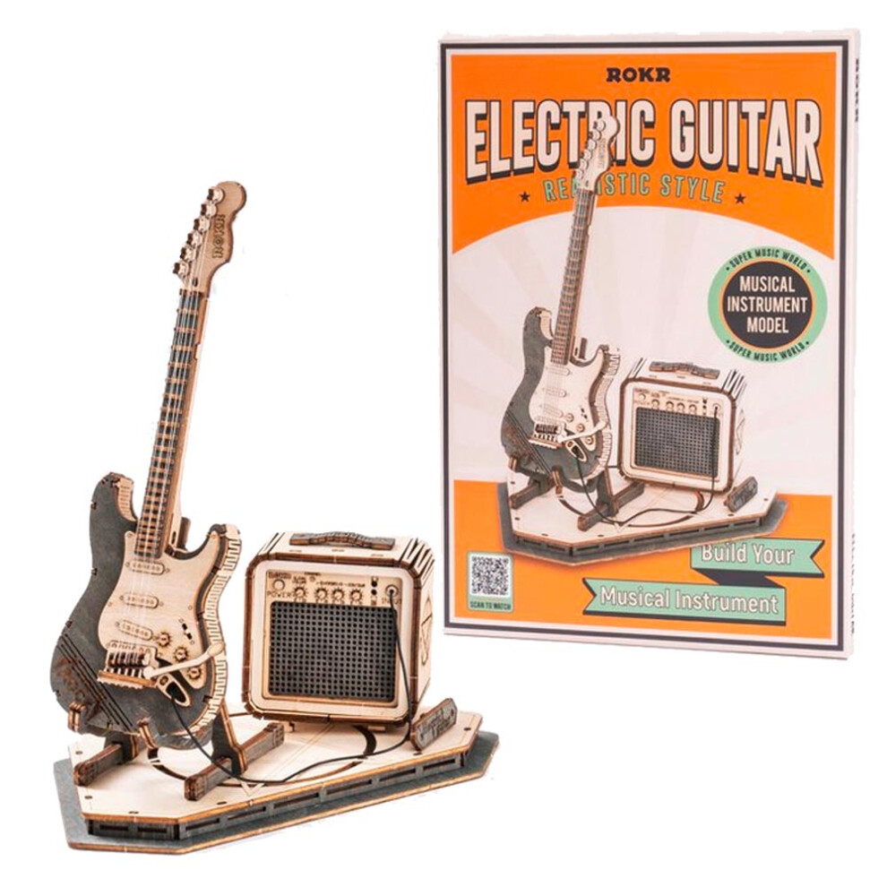 ROBOTIME ROKR Electric Guitar 3D Wooden Model Kit-image-OPC-PGD6K7D-NEW
