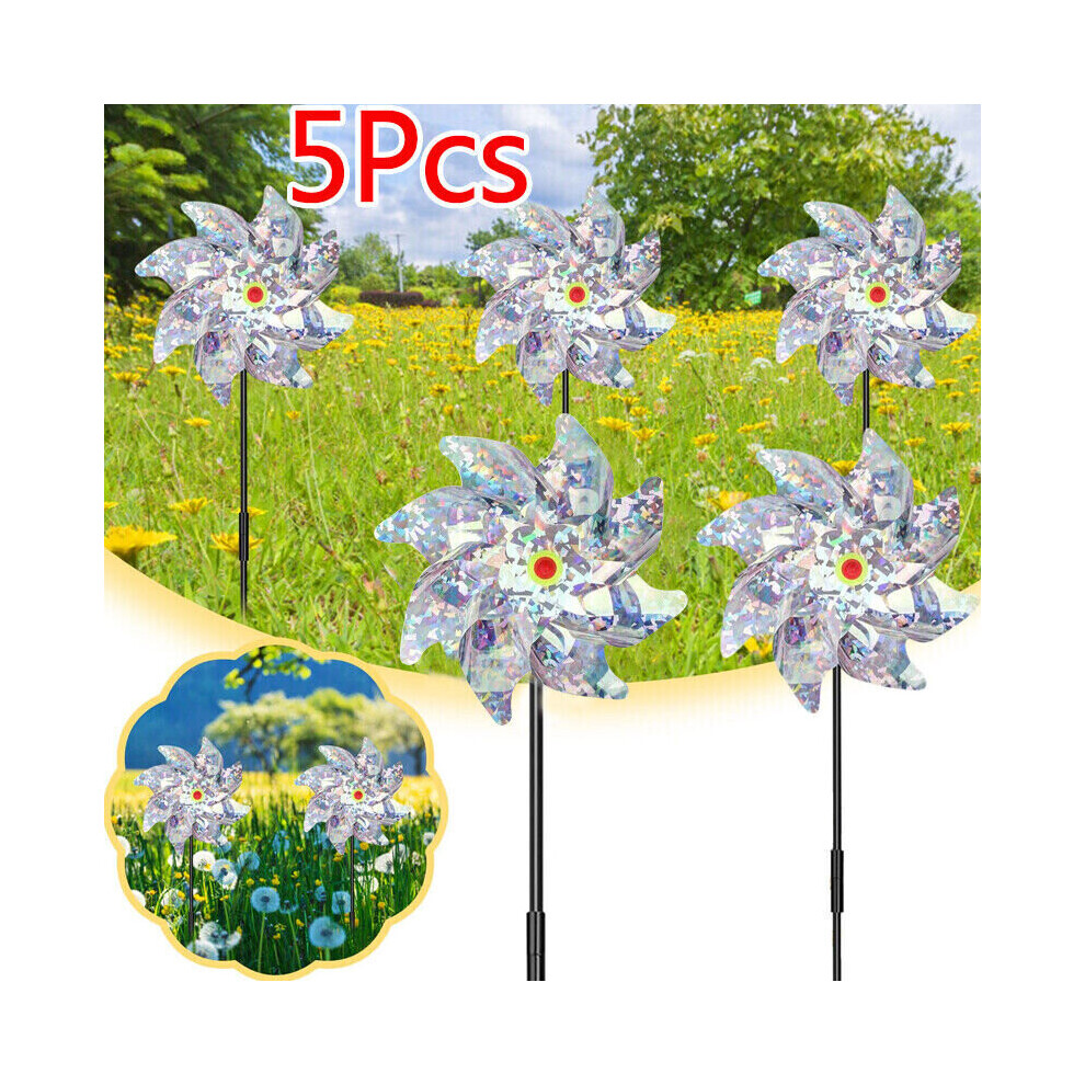 5pcs Bird Repellent Reflective Bird Scarer Windmill High Reflection Pinwheels