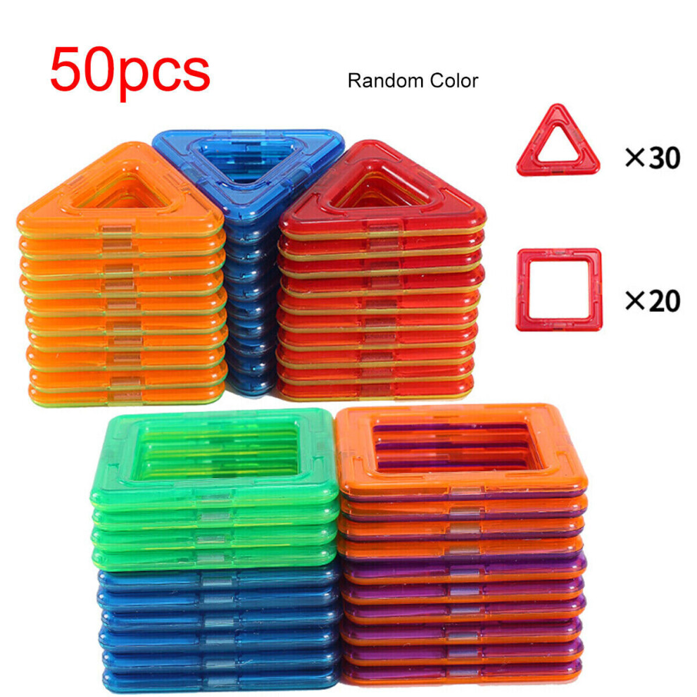 50X Blocs De Construction MagnéTiques Forme AimantéE Jeux 3D Pour Enfants-image