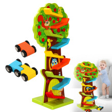 Παιχνίδια για νήπια Ξύλινη ράμπα Racer Race Car Παιχνίδια για 1 2 3 3 4 5 ετών με 2 αυτοκίνητα