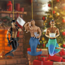 XYLFLY 3Pieces Meerjungfrau König Triton Neptun Hanging Weihnachtsbaum Gisela Graham