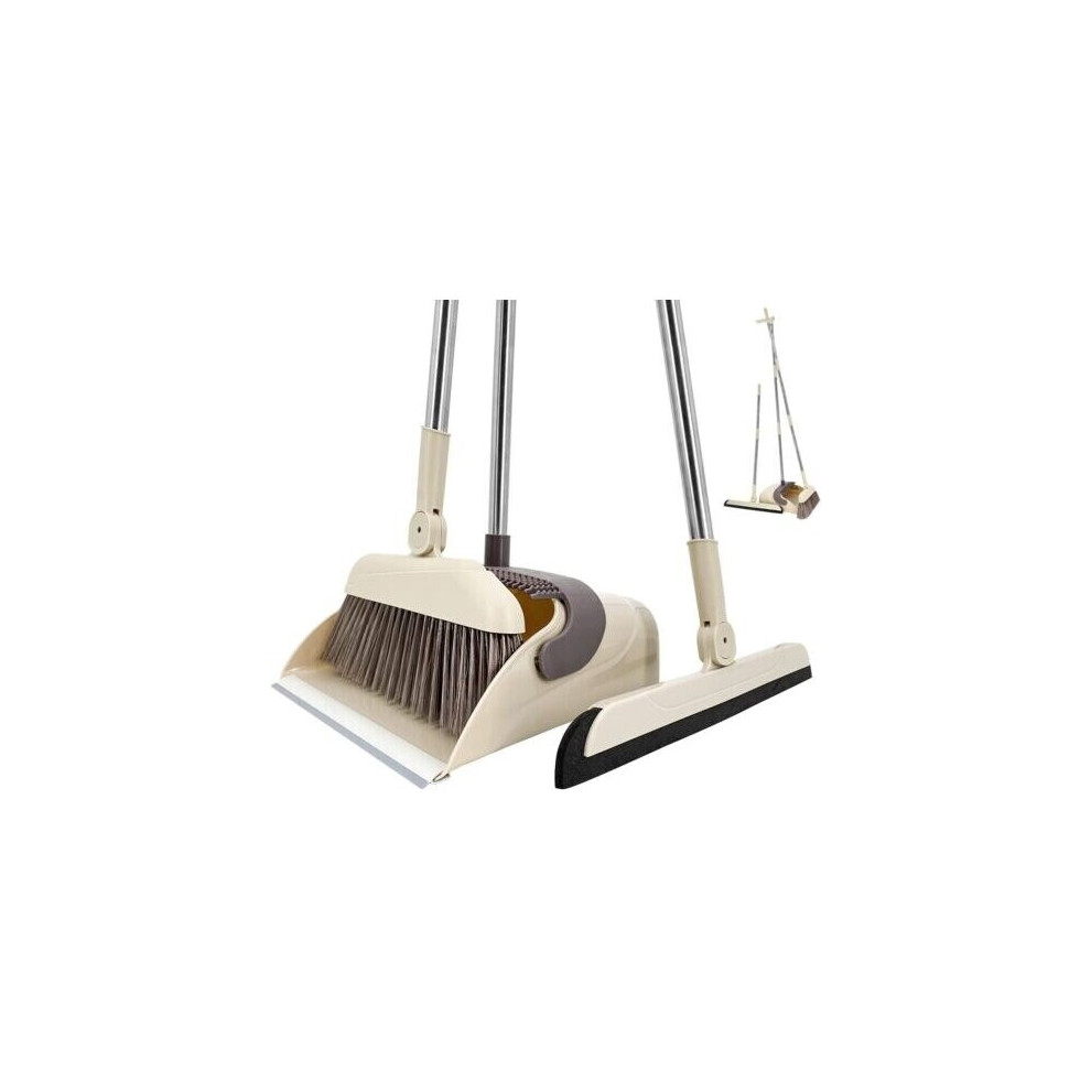 3PC Strong Long Handled Dustpan and Brush Set Soft Bristles Broom Lobby