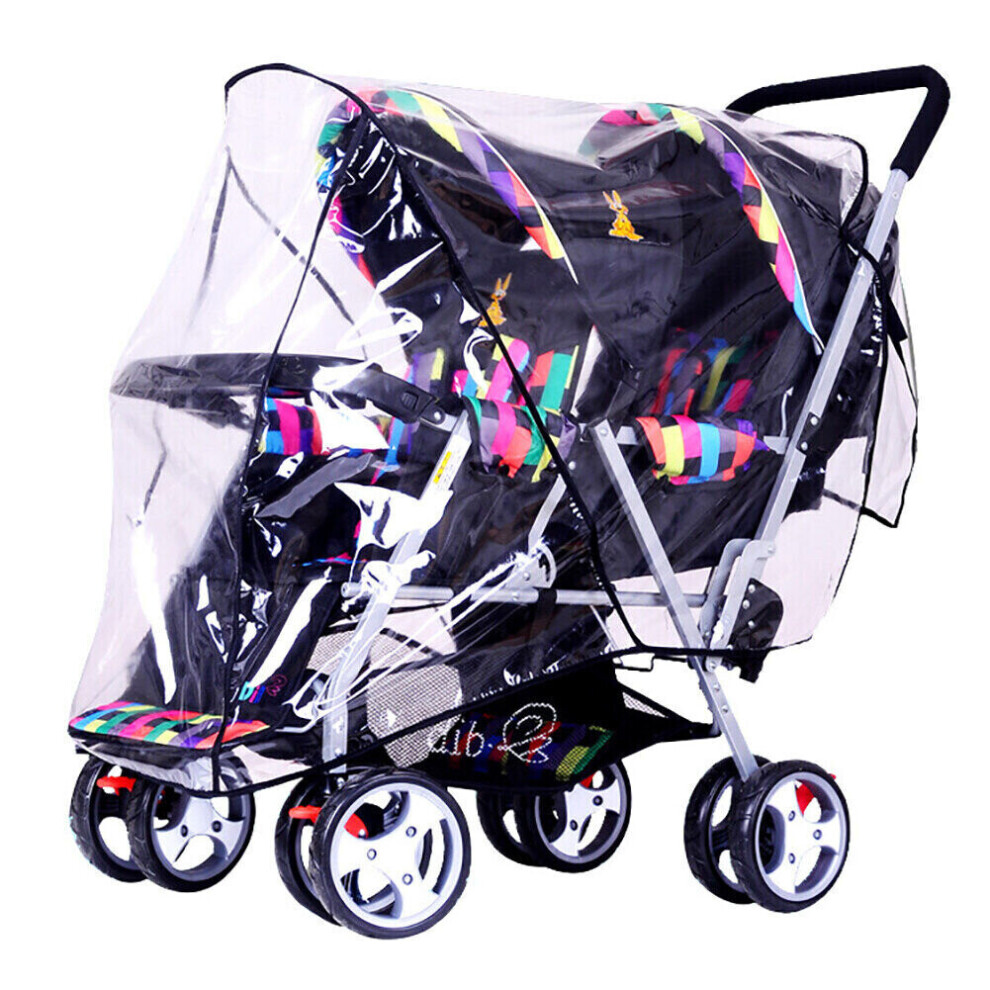 Double Stroller Rain Cover Raincoat Baby Weather Shield Universal
