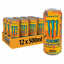 Monster Khaotic Juiced Energy Drink Cans Bulk Buy 12 x 500ml Best Before July 2026