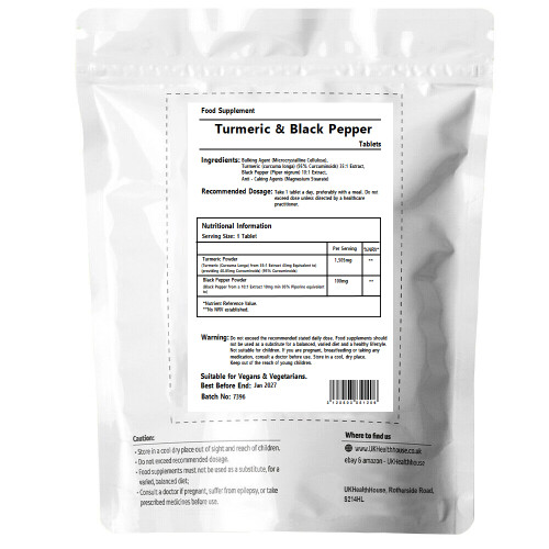Turmeric and Black Pepper Tablets 1505mg x 120 | Natural Tumeric 1