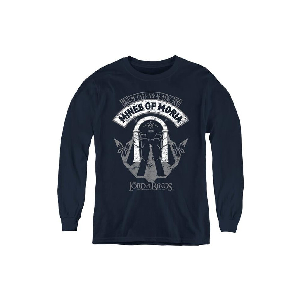 Trevco Sportswear LOR1207-YL-2 Lord of The Rings Mines of Moria Long Sleeve Youth T-Shirt, Navy - Medium-image-OPC-PGD6ND6-NEW