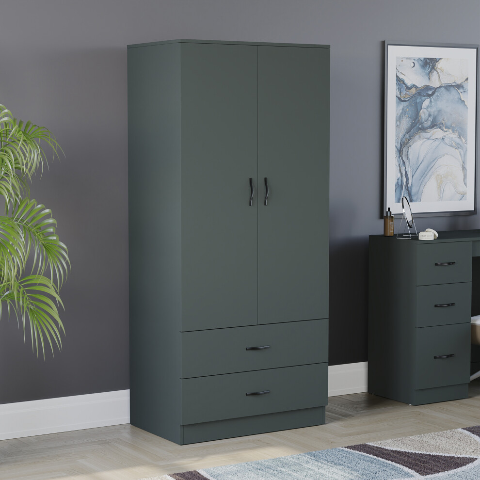 Photos - Wardrobe Riano 2 Door 2 Drawer Bedroom Storage Green 3332046(Jasper Green)
