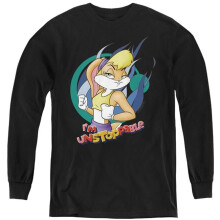 Trevco Sportswear LT336-YL-2 Looney Tunes Lola Bunny Unstoppable Long Sleeve Youth T-Shirt, Black - Medium