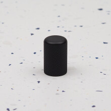 18mm Diameter Matt Black Knurled Textured Cabinet Knob