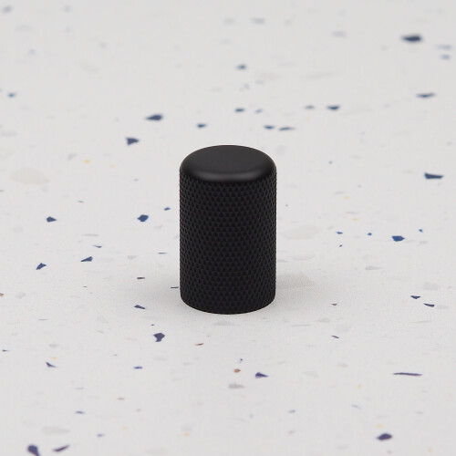 18mm Diameter Matt Black Knurled Textured Cabinet Knob