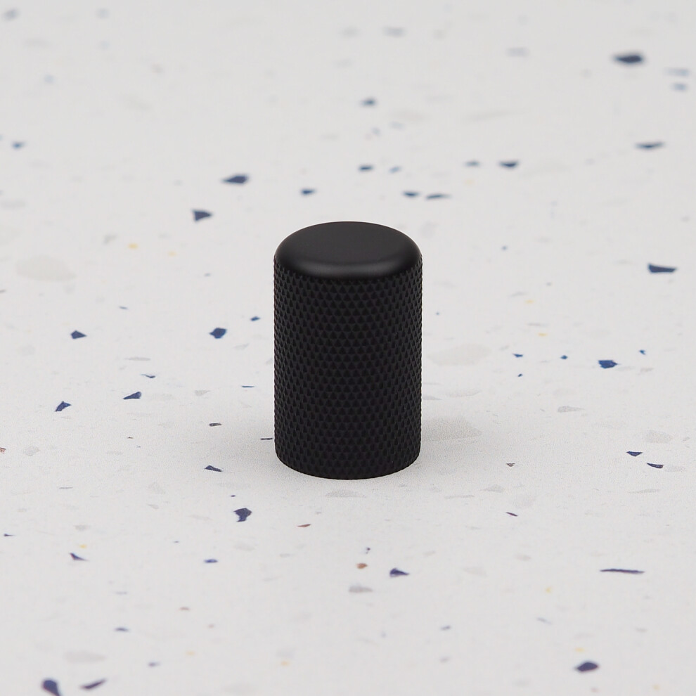 18Mm Diameter Matt Black Knurled Textured Cabinet Knob 5056767302920