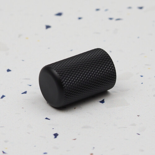 18mm Diameter Matt Black Knurled Textured Cabinet Knob 2