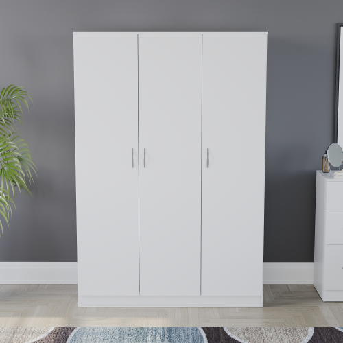 Vida Designs (White) Riano 3 Door Wardrobe Bedroom Clothes Storage 1